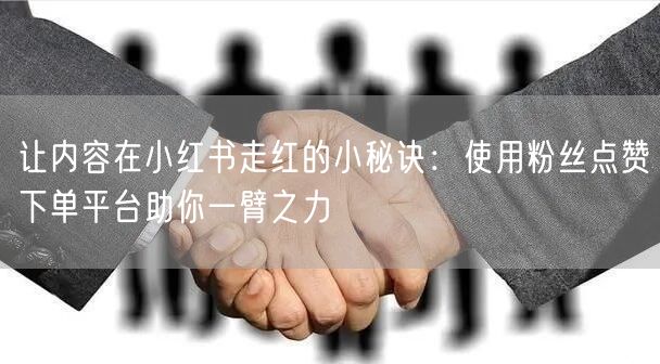 让内容在小红书走红的小秘诀:使用粉丝点赞下单平台助你一臂之力