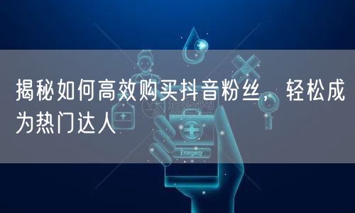 揭秘如何高效购买抖音粉丝，轻松成为热门达人