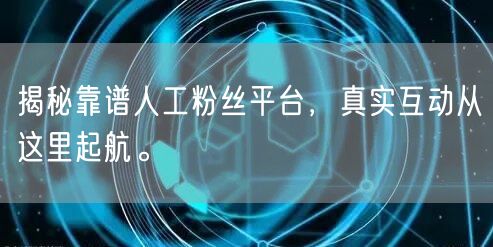 揭秘靠谱人工粉丝平台,真实互动从这里起航。