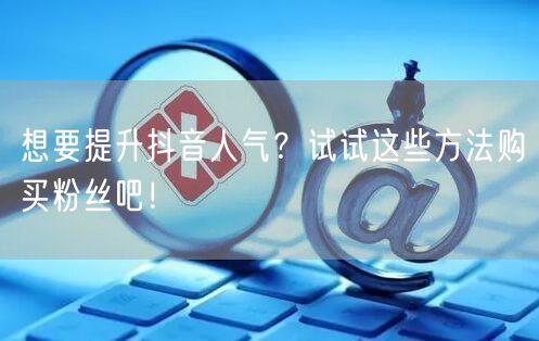 想要提升抖音人气？试试这些方法购买粉丝吧！