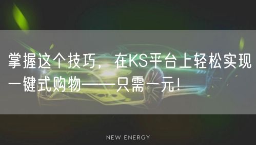 掌握这个技巧,在KS平台上轻松实现一键式购物——只需一元!