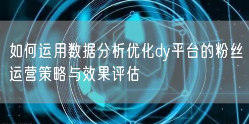 如何运用数据分析优化dy平台的粉丝运营策略与效果评估
