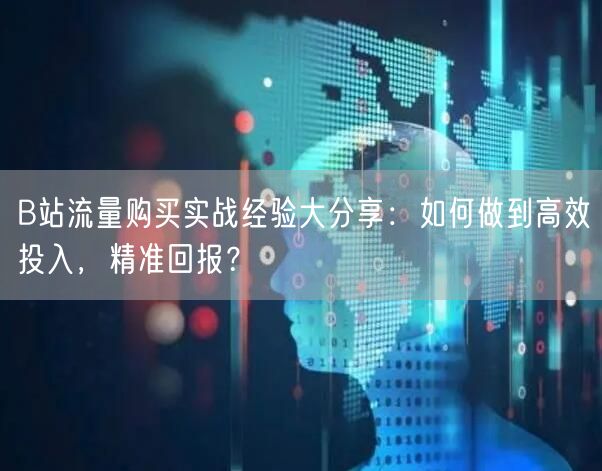 B站流量购买实战经验大分享：如何做到高效投入，精准回报？