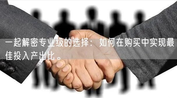 一起解密专业级的选择：如何在购买中实现最佳投入产出比。