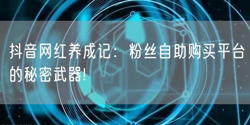 抖音网红养成记：粉丝自助购买平台的秘密武器!